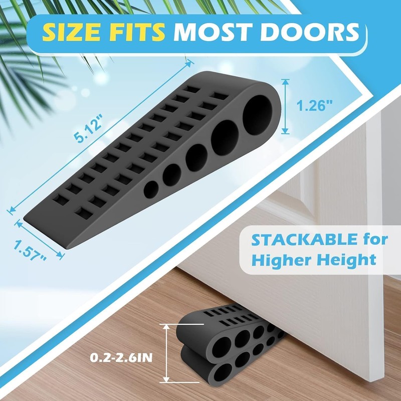 Rubber Door Stops Wedge with Holder,2Pcs Anti-Slip Rubber Door Stop