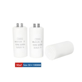 Guozhengpeng CBB60 Starting Capacitor with Double Insert 90UF 450VAC 50/60Hz - Round, Aluminium, Epoxy Resin, Electronic Component, Capacitor, Capacitor for Motors, Pumps etc.