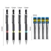 MOYWYCNO 4pcs Mechanical Pencil Set 0.3/0.5/0.7/0.9mm HB with 12 Lead