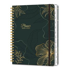 Lonely Oak Agenda 2025-2026, Academic Daily Weekly Planner 10.86" x 8.5" with Tabs, Spiral School Year A4 Monthly Calendar Planner from JUL.2025 to JUN.2026 for Student and Teacher(Black Gold)