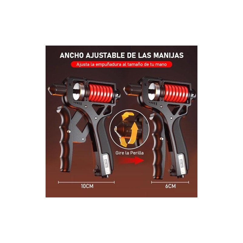 Fortalecedor de Agarre 5~165 KG Ajustable, Ejercitador de Mano con