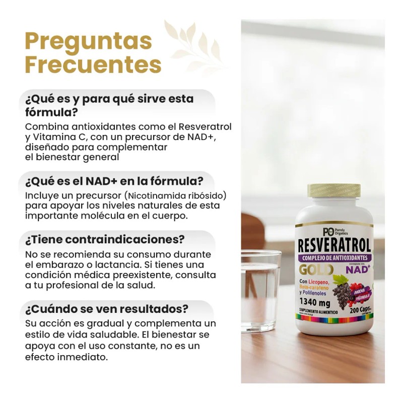 Resveratrol con NAD Antioxidante Frmula mejorada con Vitamina C, Polifenoles,