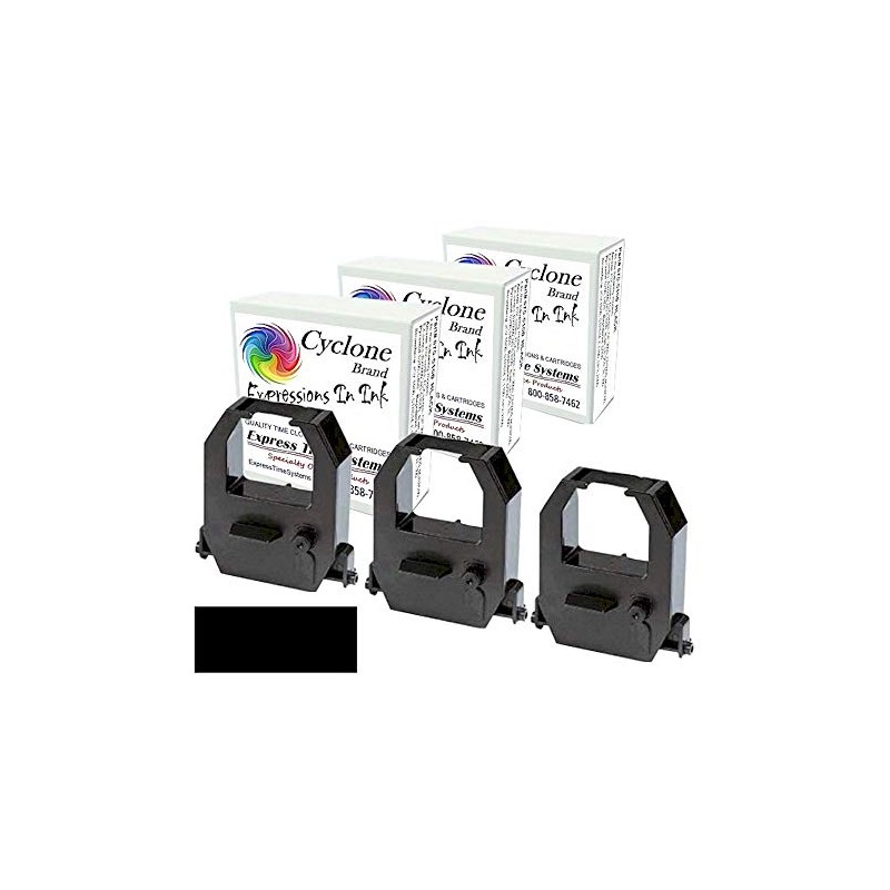 CYCLONE 3-Pack, Ink Ribbon Cartridge, Amano PIX-55, PIX-95, TCX-85-BLACK