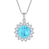 YL Round Necklace 925 Sterling Silver Fireworks Cut Pendant 5A