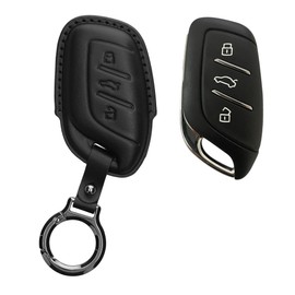 kwmobile Leather Key Cover Compatible with MG 3-Button ZS MG4 MG5 MG6 Key Cover - Genuine Leather - Black