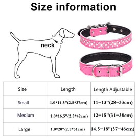 Pimaodog Rhinestones Dog Collar, Adjustable Sparkly Crystal Studded Genuine Leather Pet Dog Collar for Small and Medium Dogs (S, Yellow)