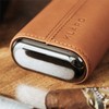 CASE ELEGANCE Three-Cigar Travel Case with Real Saddle Brown Leather,