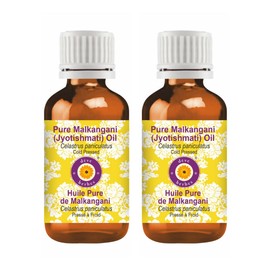 Deve Herbes Pure Malkangani (Malkangni/Jyotishmati) oil (Celastrus paniculatus) Cold Pressed (Pack of Two) 50ml X 2 (3.38 oz)