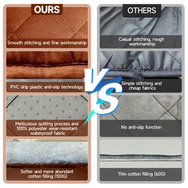 MEHIDFY Armchair Caddy, Waterproof Sofa Armrest Organizer, Non Slip Recliner Organizer, Remote Holder for Recline, Recliner Caddy with 14 Pockets Storage for TV Remote, Phone, Magazine (Brownish Red)