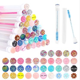 60 pinceles desechables para pestañas coloridas, para pestañas y pestañas, con forma de diamante, para maquillaje, varita de máscara en tubo sanitario, suministros para pestañas