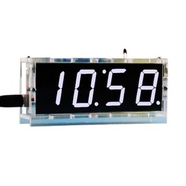 KunHe DIY Digital Clock Kit 4 Digit LED Electronic Clock Kit Large Screen with Transparent Case LED White