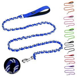 HOMIMP Chew Proof Dog Leash for Medium Large Dogs, Reflective 6 FT Heavy Duty Metal Chain Dog Leashes with Soft Padded Handle, Anti Bite Durable Rope Leashes for Pitbull, Non Chewable