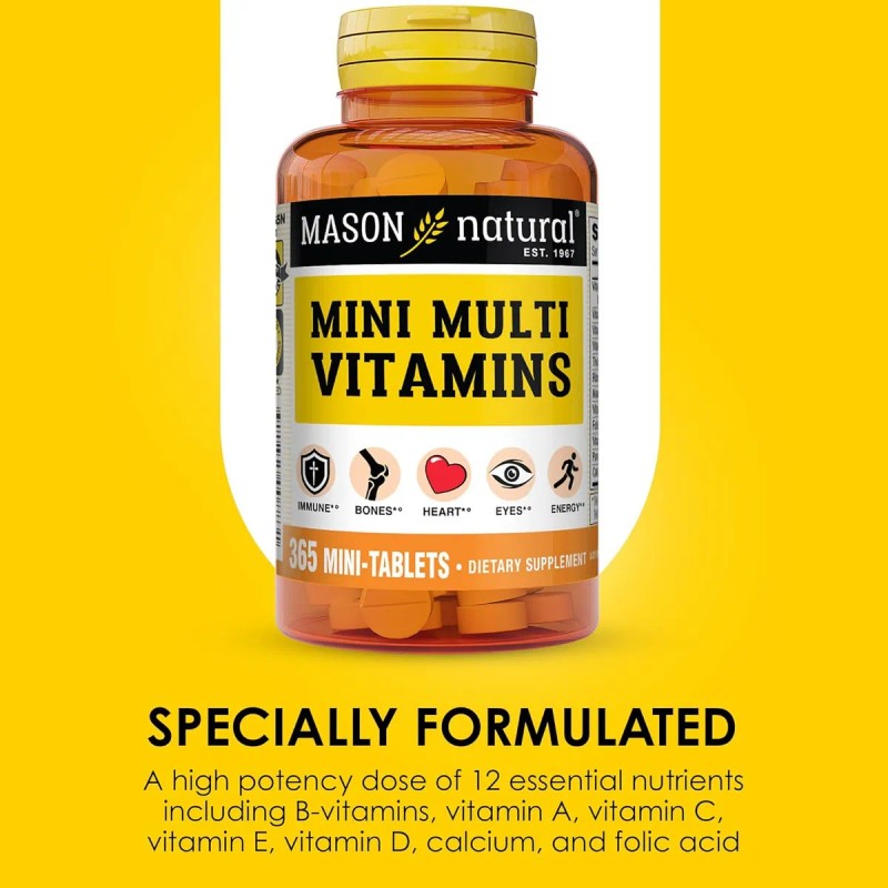 Mason Natural Mini Multi Vitaminas Multivitaminico Diario Completo 365 Tabletas