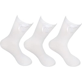 CHAAL ® 3 Ankle Bow Socks Girls Ankle socks Cotton rich school Socks with Fluffy Ribbons Bow, Back to School Socks Uniform Party Wear Comfort Fit Socks Socks Size 12-3 White