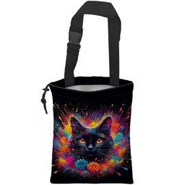 KXWQTRDD British Shorthair Cat Car Garbage Bag Colorful Splash Drawstring Car Trash Bag Hanging for Back Seat with Adjustable Buckle Canvas Vehicle Trash Can Easy-to-Install