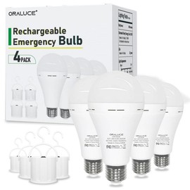 Emergency Rechargeable Light Bulbs 60 Watt Warm White E26 Base LED Battery Powered Light Bulb 2 Pack / 4 Pack for Power Outage Sconces - Size: 4 Pack