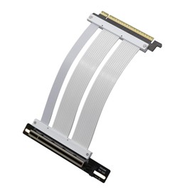 GIGA-MEGA PCIe X16 GEN5 Right Angle Riser Cable PCIe 4.0 and 5.0 with GPU Vertical Mount Bracket for RTX4090,RTX5090D, RX7900XT, RX9070 ATX (20CM GEN5 White)