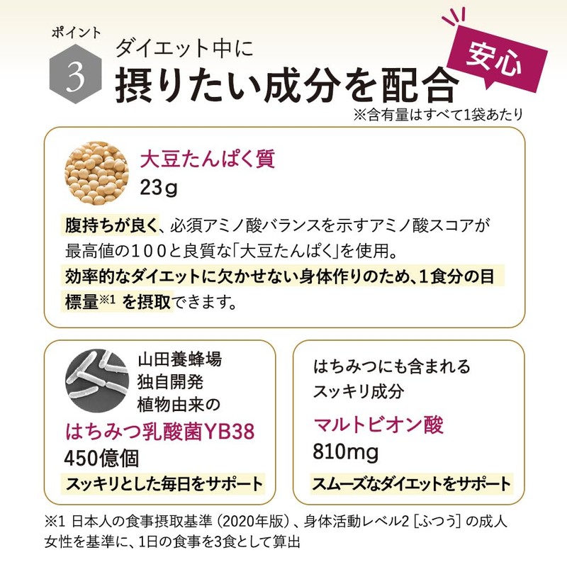 山田養蜂場 はちみつ乳酸菌ダイエット きな粉味 40g×14袋入 置き換え ドリンク ダイエットシェイク パウダー タンパク質 GABA