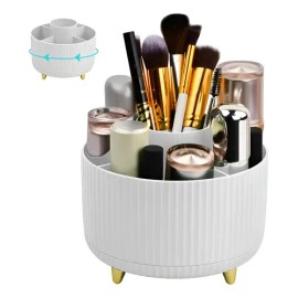 Organizador De Maquillaje Cosméticos Giratorio 360 Blanco                                                                                             