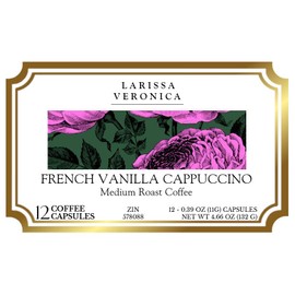 French Vanilla Cappuccino Medium Roast Coffee (Single Serve K-Cup Pods) (Gourmet, Naturally Flavored, Whole Coffee Beans) (12 pods, ZIN: 578088) - 2 Pack