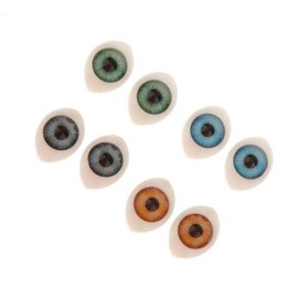 8 Pairs 4 Assorted Colors Plastic Oval Hollow Doll Making Flat Back Eyes Eyeballs for DIY Crafting Supplies Puppet Teddy Bear Doll Animal Stuffed SD Toys (10mm x 14mm)