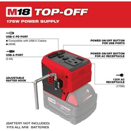 Fits for Milwaukee 2846-21HO M18 18v Top-Off 175w Power Supply W/ M18 Ho Xc6.0 Battery