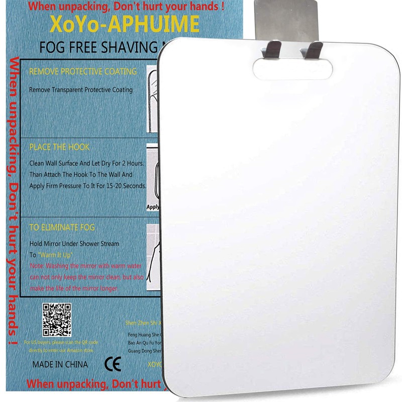 APHUIME Fogless Shower Mirror (11inX7.48in), Anti-Fog Frameless Wall Hanging Makeup