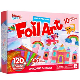 Klever Kits - Kit de arte de aluminio para niños, manualidades divertidas, suministros de arte y manualidades, colorear sin líos, pegatinas de espuma de aluminio, juguetes creativos de viaje, Juguete de Navidad