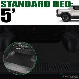 Black Rubber Horizontal Line Truck Bed Floor Mat Liner v2 Compatible with 22-24 GMC Hummer EV Pickup 5 Feet (60") Bed