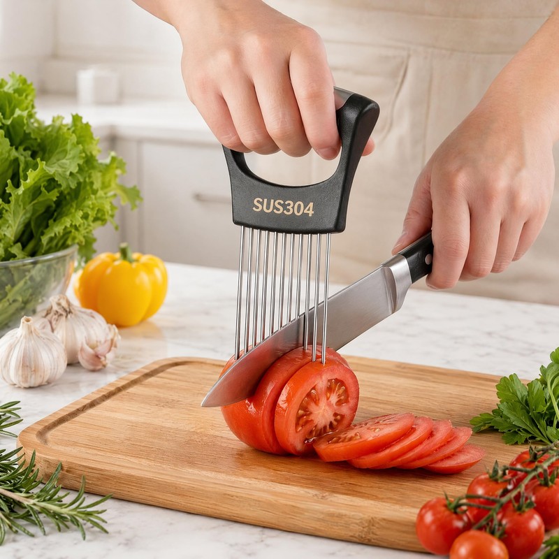 AOYYUBK 304 Stainless Steel Onion Holder & Slicer - Multi-Fruit
