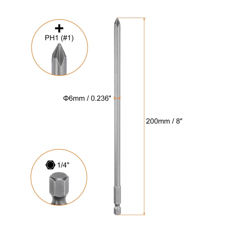 sourcing map 2pcs #1 Phillips Screwdriver Bit PH1 1/4" Hex
