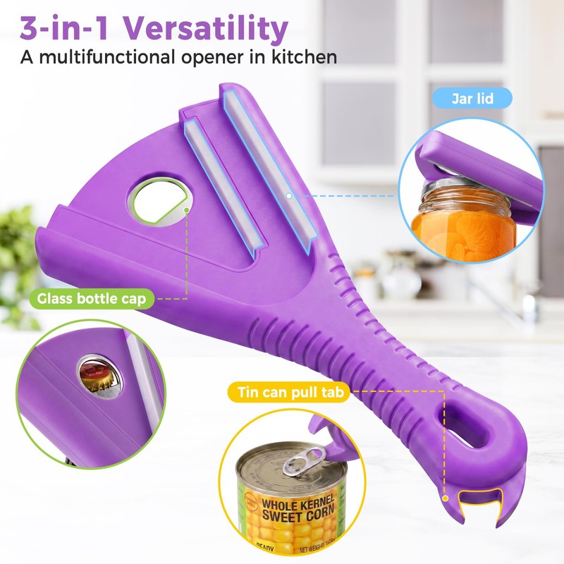 3-in-1 Multi Function Jar Opener, for Seniors, Weak Hands, Arthritis