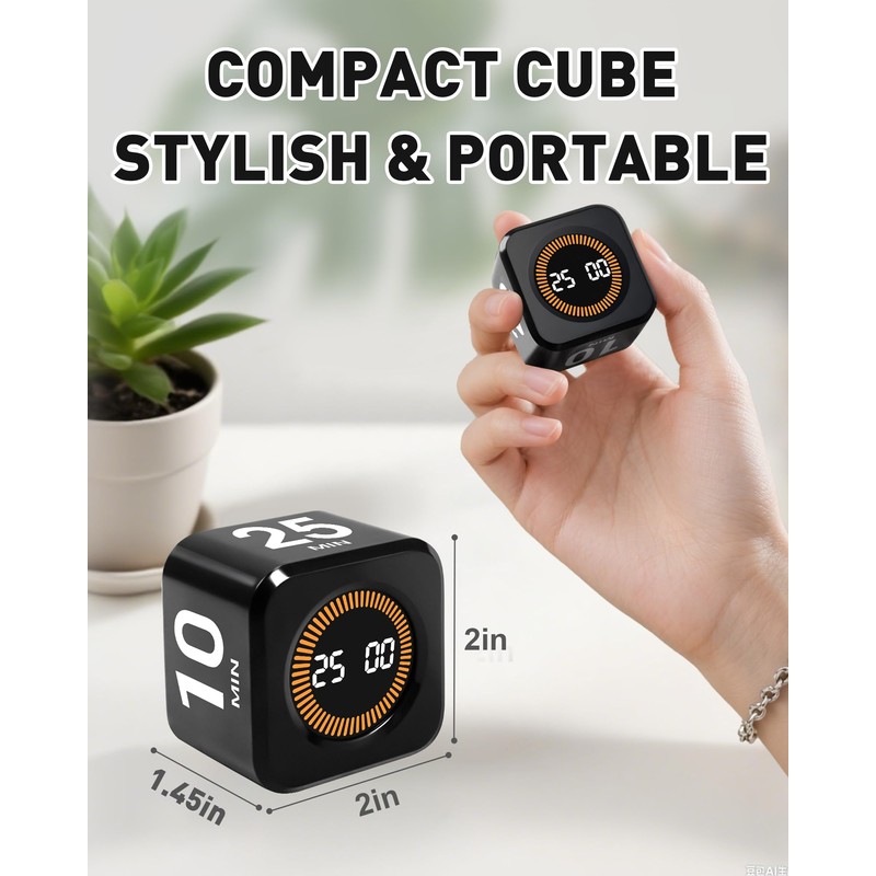 WAFHX Pomodoro Timer Cube for Productivity — 5/25/10/50 Minutes Preset,