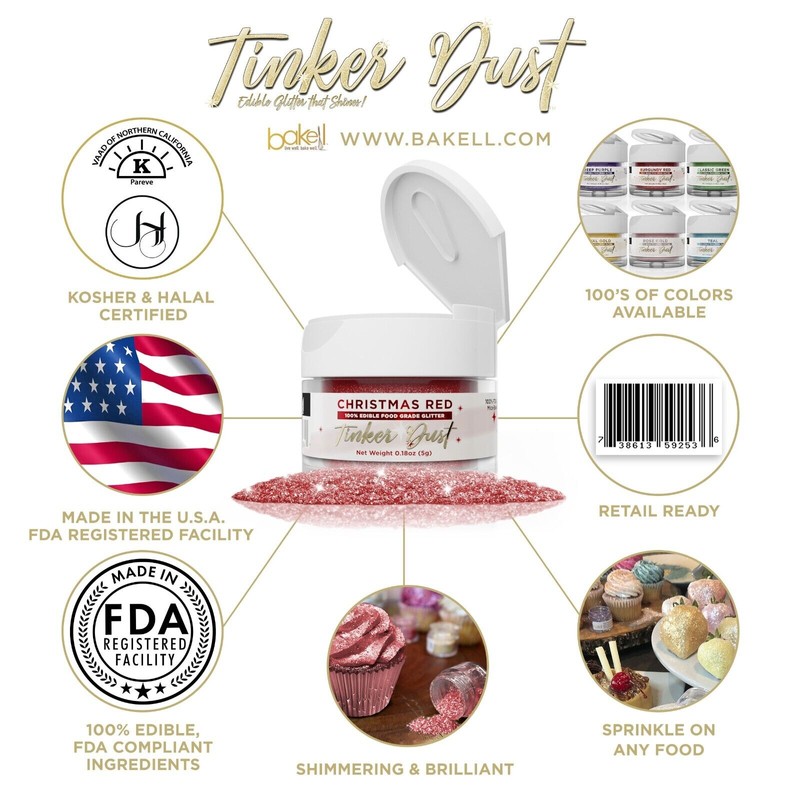 Bakell® Christmas Red Tinker Dust® 5g Edible Glitter