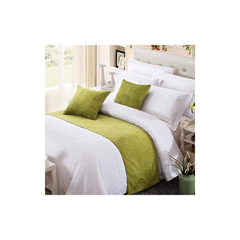 OSVINO Solid Bed Runner Chenille Soft No Fading Modern Bedding
