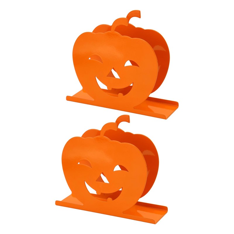 2pcs Cute Pumpkin Napkin Holder Durable Iron Paper Napkin Holder