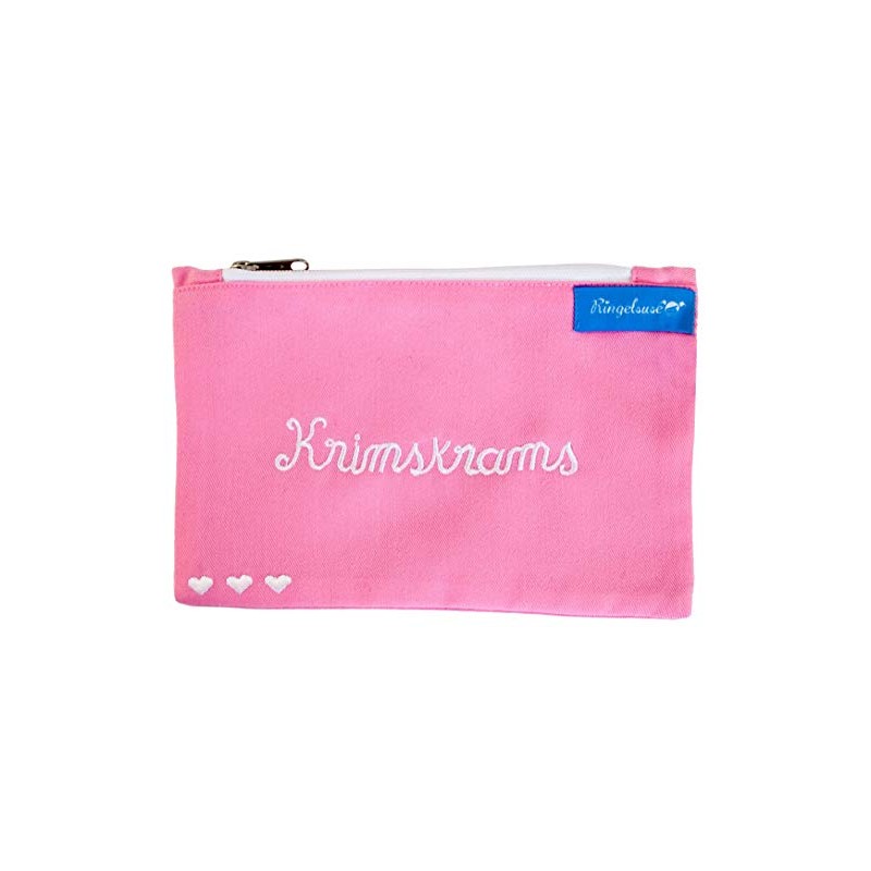 Cosmetic Bag Krimskrams Pink White Embroidered Ladies 12 x 20