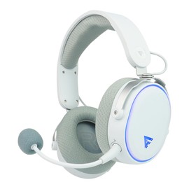 Game Factor HSB600 Audifonos Inalambricos Gamer 2.4GHz Tipo Diadema Bluetooth Almohadillas y Suaves Micrófono Desmontable Control de Volumen con Luz LED 3.5 mm Sonido Envolvente Color Blanco
