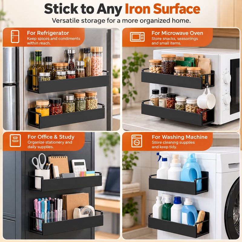 2-Piece Magnetic Storage Shelf for Kitchen Organization – Space-Saving ABS
