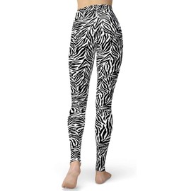 Women's Leopard Printed Leggings Animal Skin Brushed Buttery Soft Tights (Medium, Zebra Skin)