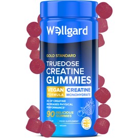 Wellgard Creatine Gummies - Vegan, 3000mg True Dose Creatine Monohydrate Gummies, Increases Physical Performance, Lab Certificate on Product Page, 90 Gummies