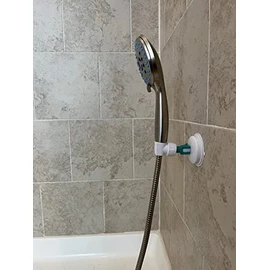 Shower Head Holder White | Handheld Mount | Vacuum Suction Cup Shower Head Holder | Adjustable Height for Kids, Pets, or Shaving Legs | Wall-Mounted Design