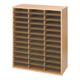 Safco Products Wood Corrugated Literature Organizer, 36 Compartment 9403, Economical Organization, Letter-Size Compartments. Perfect for Home, Office and Classrooms