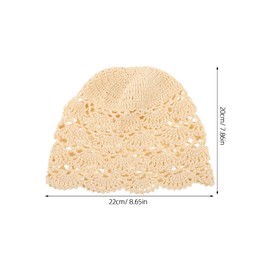 CALLARON Women's Crochet Hat 22 x 20 cm Crochet Hat Vintage Turban Casual Crochet Hat Scarf Casual Hat Felt for Women Tea Hat White 22 x 20 cm, White