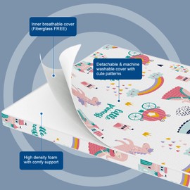 Foldable Noiseless Pack and Play Mattress, 38x26 Premium Foam Portable Pack n Play Mattresses, Odorless & Steady Playard Mattress fits ONLY Playpens (28.5 * 39.5"), Princess