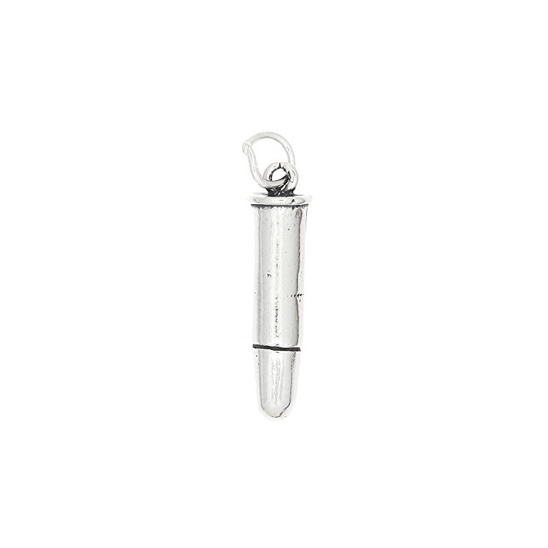 LGU Oxidized Sterling Silver Hollow Back Bullet Charm