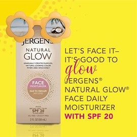 Jergens Glow Face Daily Moisturizer Sunscreen SPF 20, Fair to Med, 2 Ounce