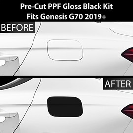 BOGAR TECH DESIGNS Precut for Genesis G70 2019+ Gas Cap Anti-Scratch Resistant Paint Protection PPF Film Fuel Door Cover, Piano Gloss Black