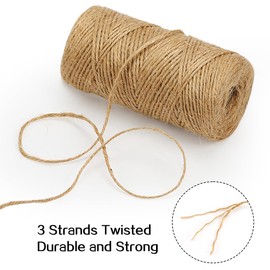 tenn well 2mm Jute Garden String, 300m Long Natural Jute Twine String Brown String for Gift Wrapping, Gardening Floristry and Crafts Decoration