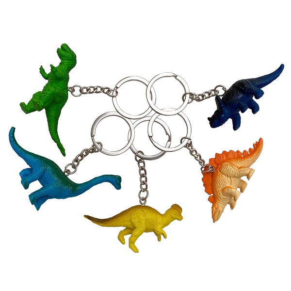 5 Pcs Dinosaur Key Rings With Mini Figures for Men